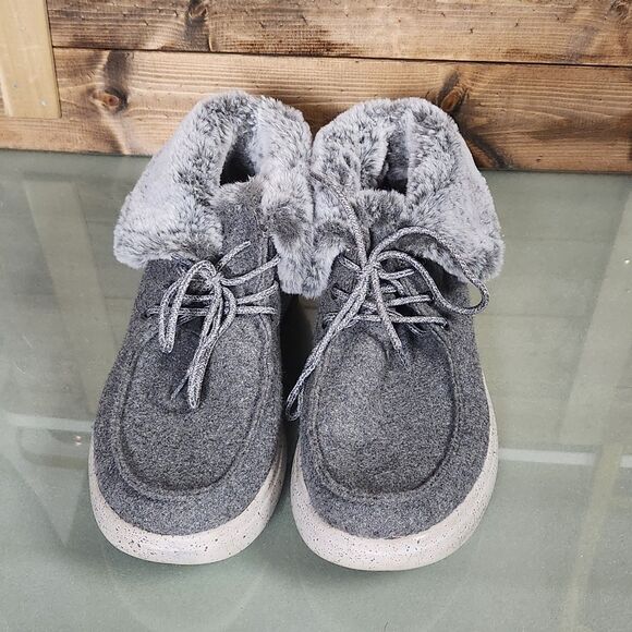 BOBS from Skechers Shoes - BOBS by Skechers Womens Gray Faux Fur Lined Slippers Shoes Size US 9.5 EU 39.5